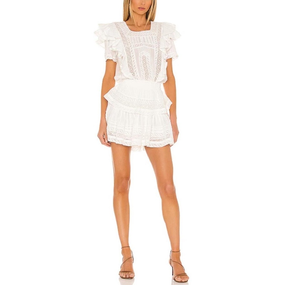 LoveShackFancy White Ruffle Mini Dress